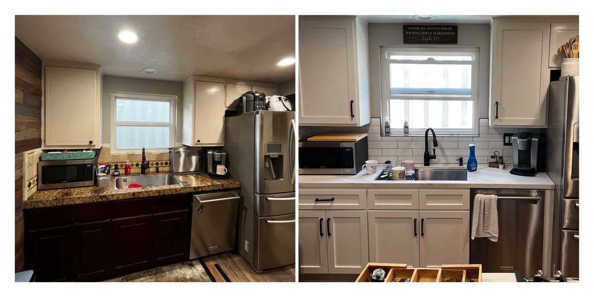 Cabinet painting before after Burbank